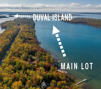 AIRBNB possibility: Cottage on a private island and Mainland Lot For Sale as a package in Echo Bay