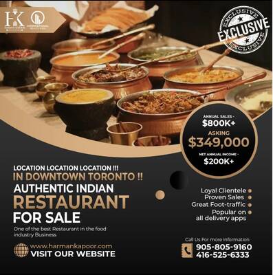 Profitable Indian Restaurant For Sale - Toronto