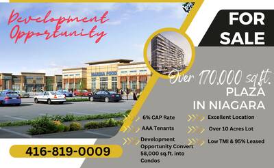 170,000 sq. ft Plaza on 10 Acres of Land for Sale in Niagara